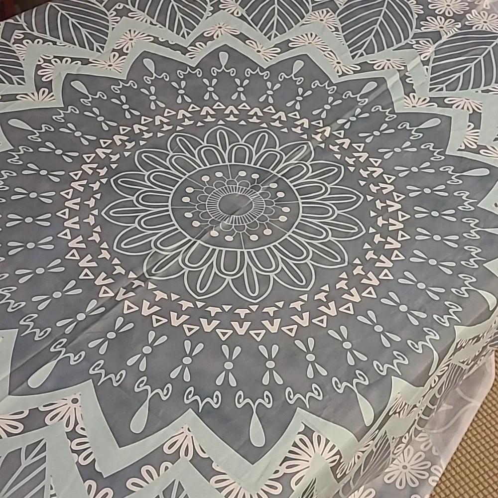 Beautiful blue teal mandala Indie Bohemian decorative tapestry cloth table cover